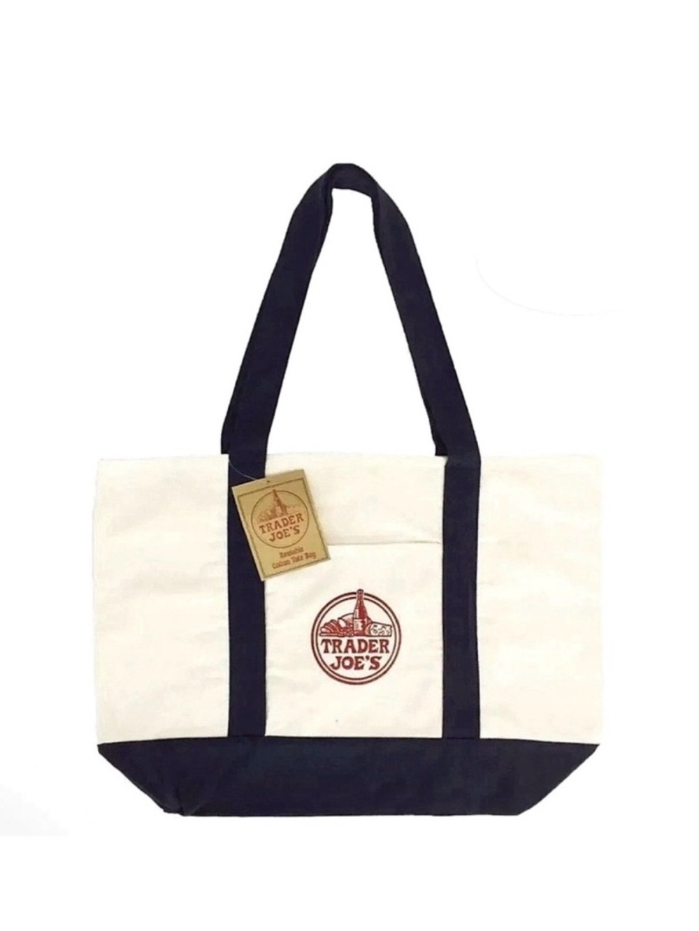 Trader Joe's Canvas Tote Bag in Cream and Black